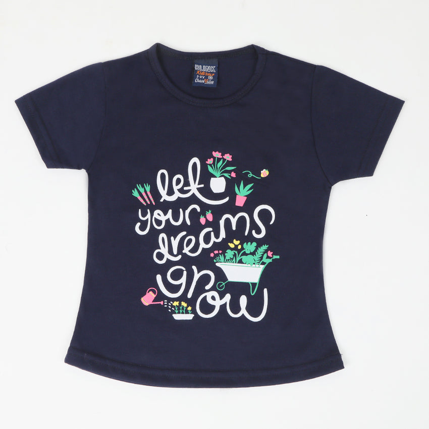 Girls Half Sleeves T-Shirt - Navy Blue, Girls T-Shirts, Chase Value, Chase Value