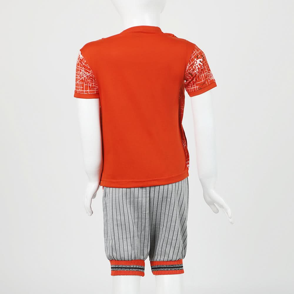 Boys Half Sleeves 3Pcs Suit - Orange, Boys Sets & Suits, Chase Value, Chase Value