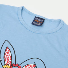 Girls Half Sleeves T-Shirt - Sky Blue, Girls T-Shirts, Chase Value, Chase Value