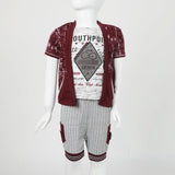 Boys Half Sleeves 3Pcs Suit - Maroon, Boys Sets & Suits, Chase Value, Chase Value