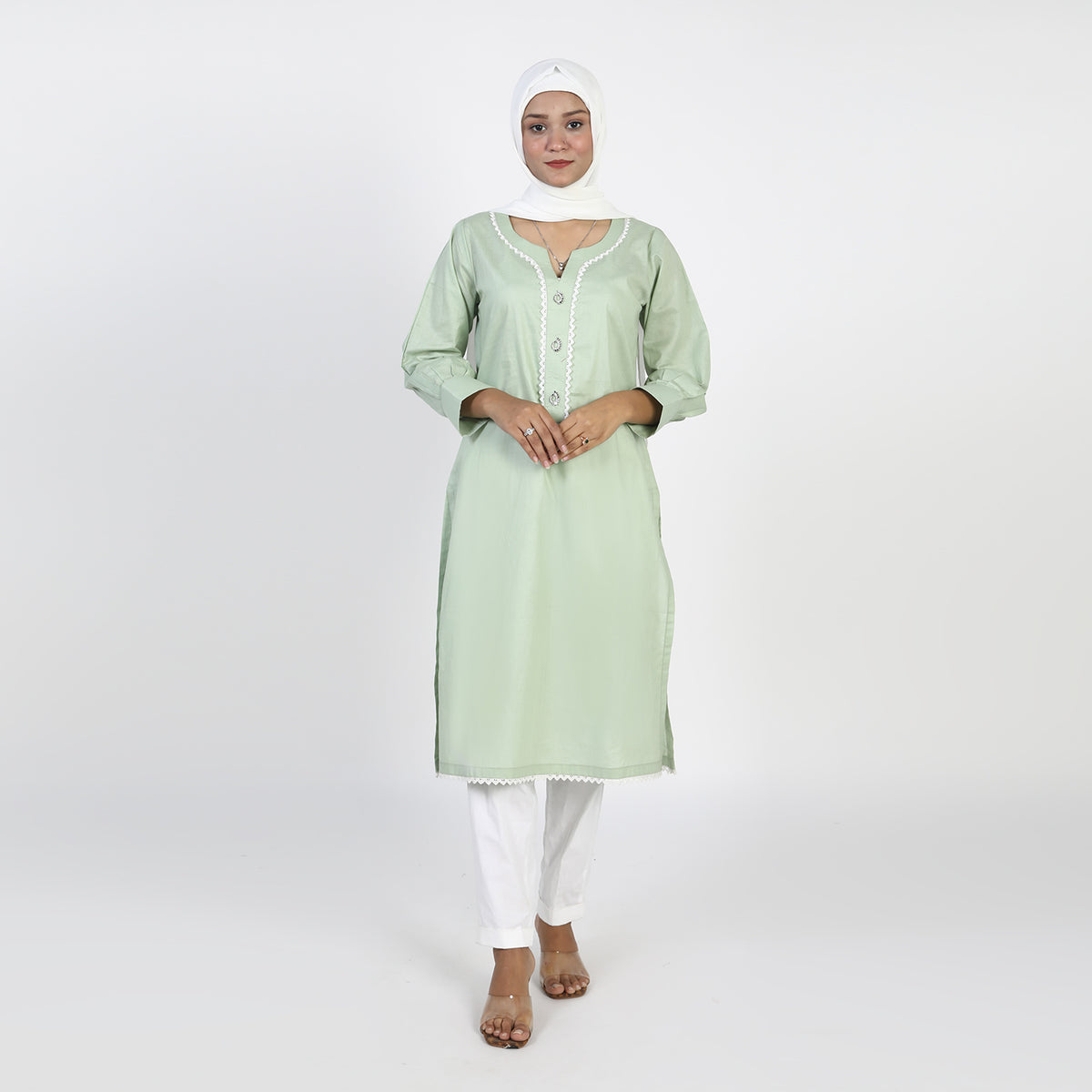 Women's Dyed Kurti - Light Green, Women Ready Kurtis, Chase Value, Chase Value