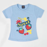 Girls Half Sleeves T-Shirt - Sky Blue, Girls T-Shirts, Chase Value, Chase Value