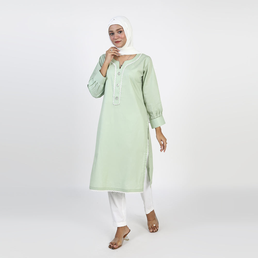 Women's Dyed Kurti - Light Green, Women Ready Kurtis, Chase Value, Chase Value