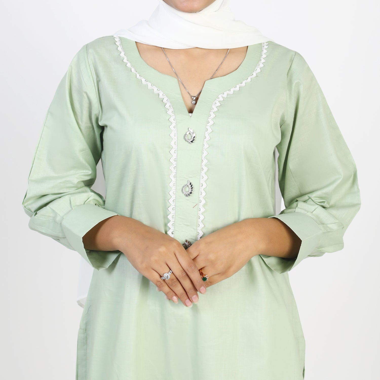Women's Dyed Kurti - Light Green, Women Ready Kurtis, Chase Value, Chase Value