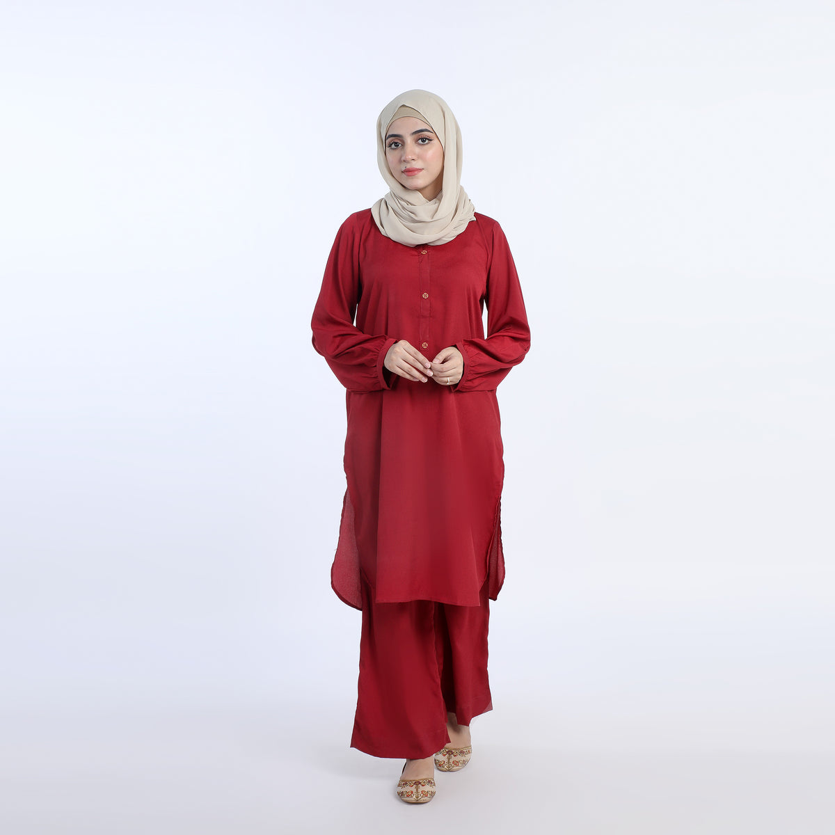 Valuable Women's 02 Pcs Suit - Red, Women Shalwar Suits, Chase Value, Chase Value