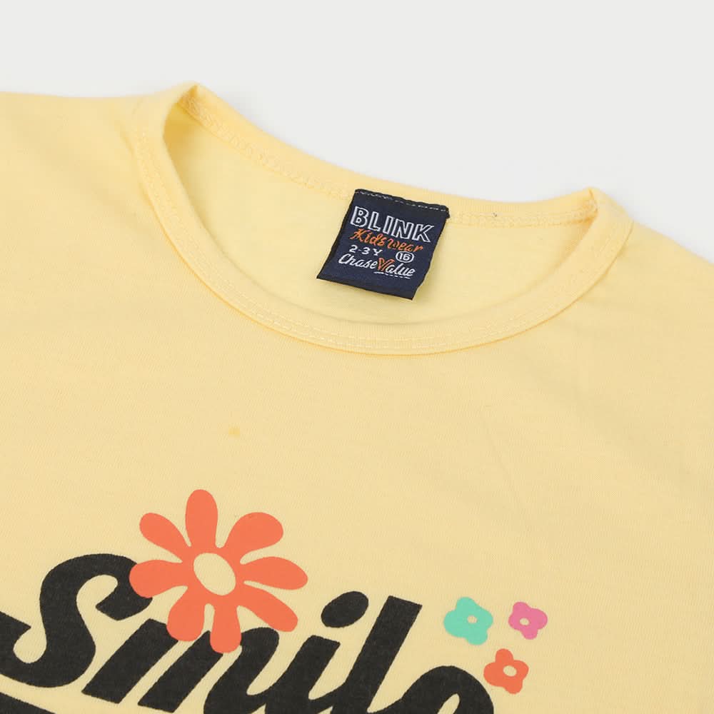 Girls Half Sleeves T-Shirt - Yellow, Girls T-Shirts, Chase Value, Chase Value