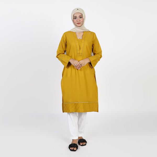 Women's Dyed Kurti - Mustard