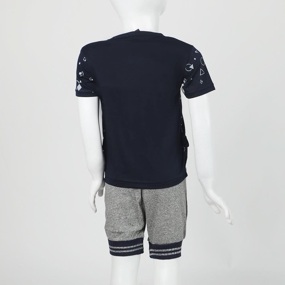 Boys Half Sleeves 3Pcs Suit - Navy Blue, Boys Sets & Suits, Chase Value, Chase Value