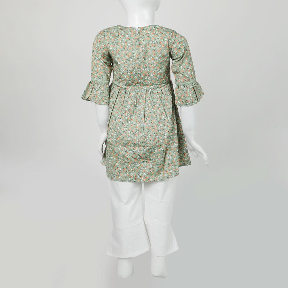 Girls Embroidered Shalwar Suit - Green, Girls Shalwar Kameez, Chase Value, Chase Value