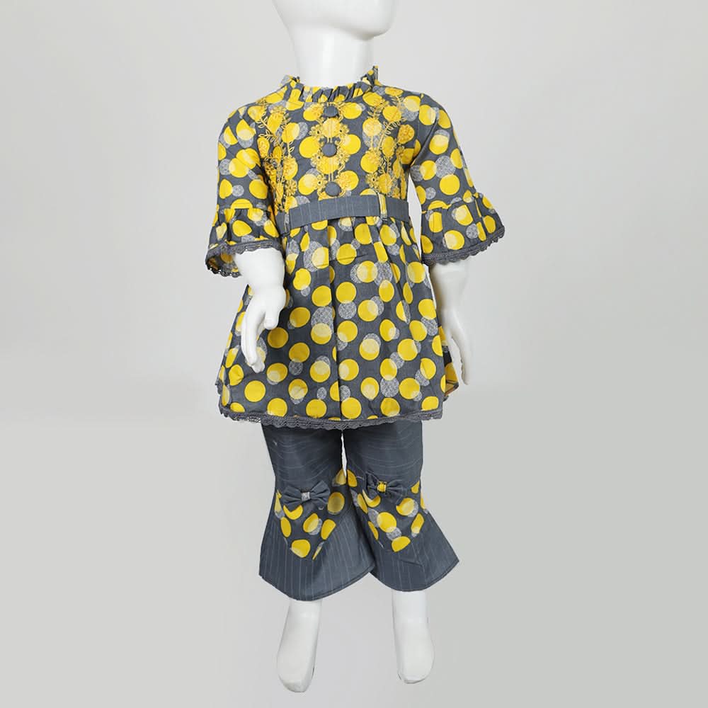 Girls Embroidered Shalwar Suit - Grey, Girls Shalwar Kameez, Chase Value, Chase Value