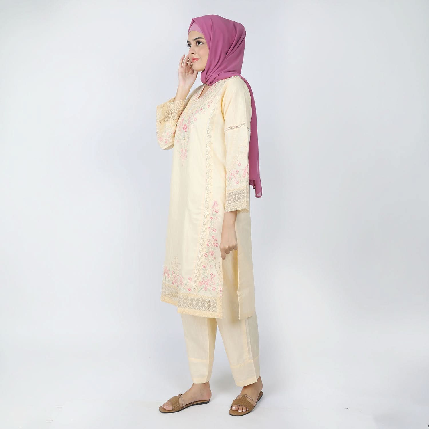 Women's Embroidered 2pcs Suit - Light Peach, Women Shalwar Suits, Chase Value, Chase Value
