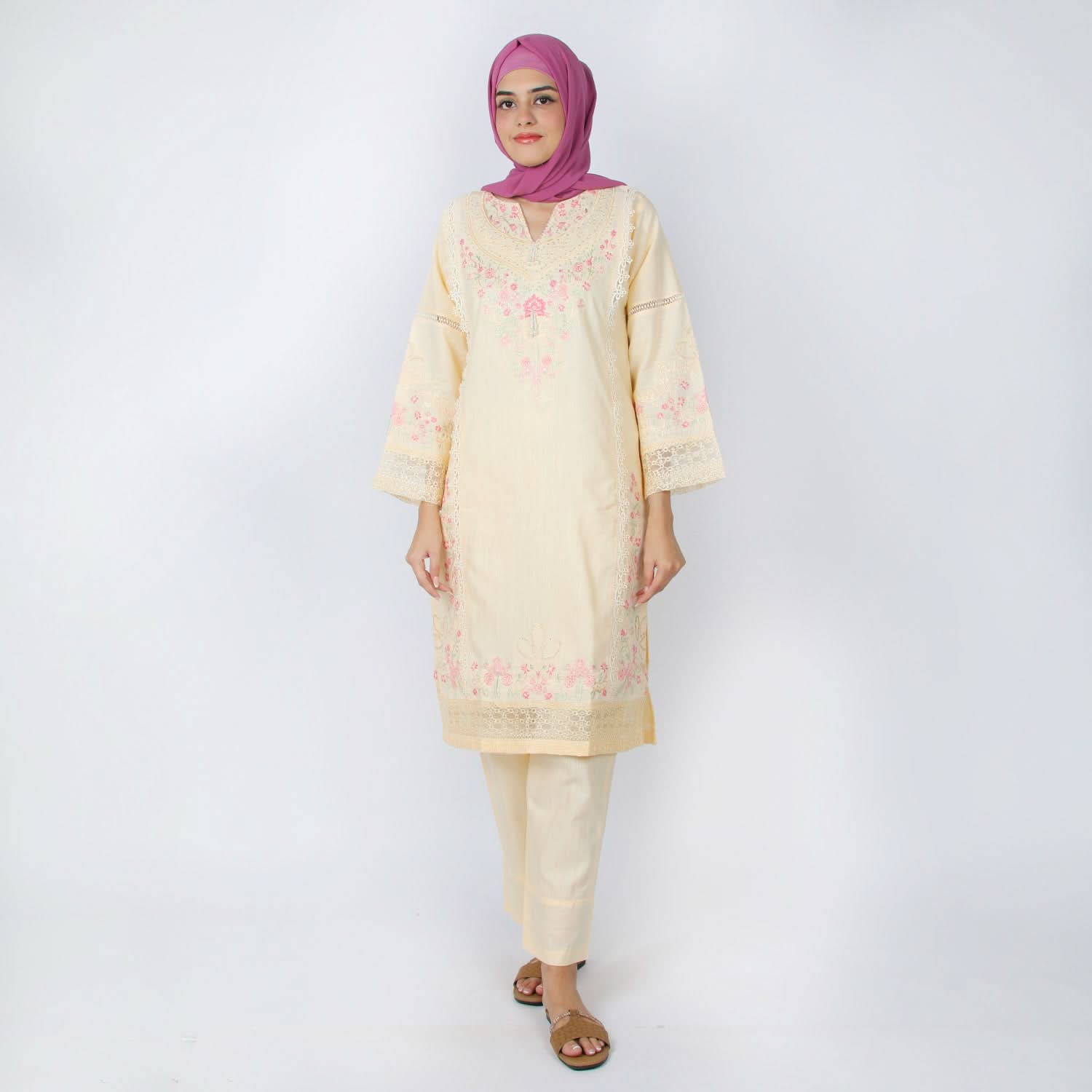Women's Embroidered 2pcs Suit - Light Peach, Women Shalwar Suits, Chase Value, Chase Value