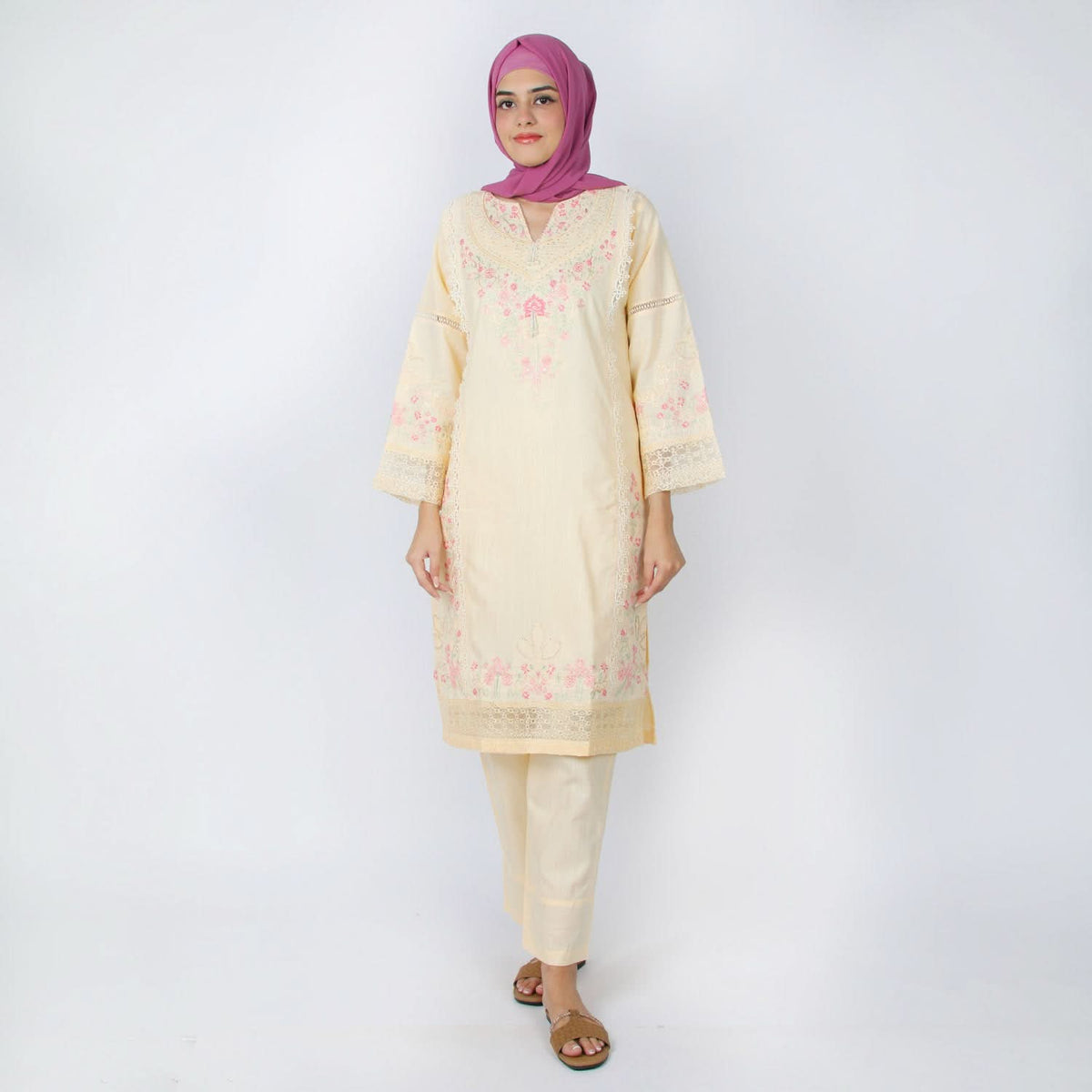 Women's Embroidered 2pcs Suit - Light Peach, Women Shalwar Suits, Chase Value, Chase Value