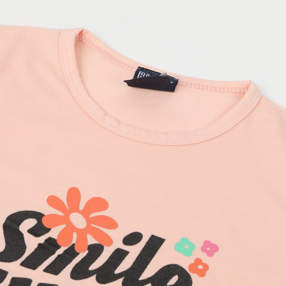 Girls Half Sleeves T-Shirt - Peach, Girls T-Shirts, Chase Value, Chase Value