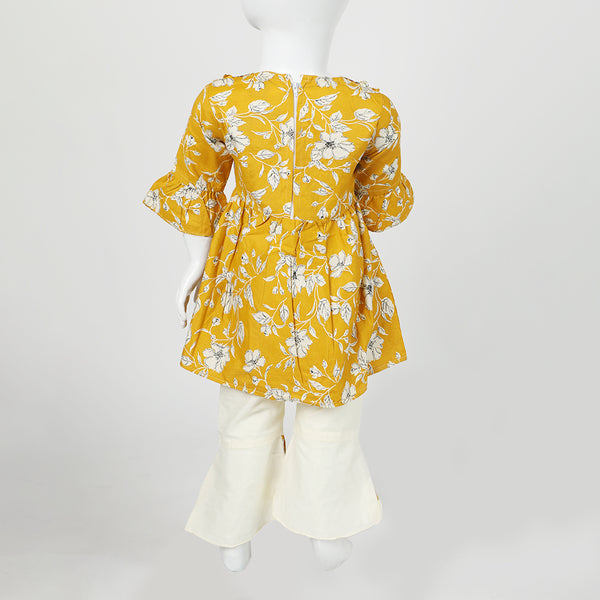 Girls Embroidered Shalwar Suit - Mustard