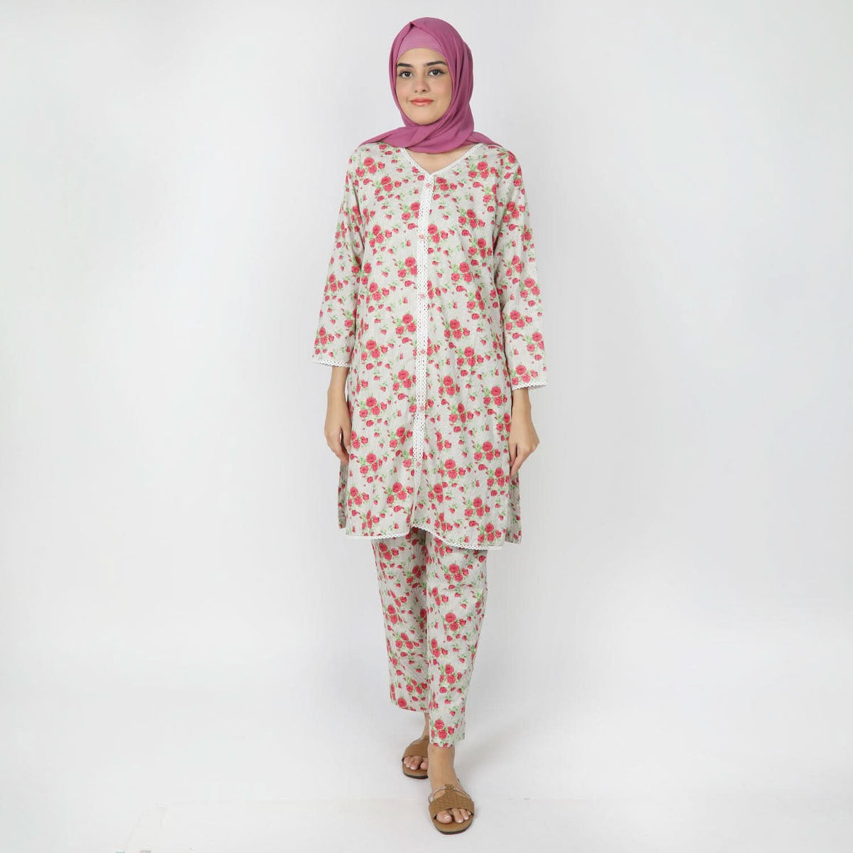 Women's Printed Khaddar Stitched 2pcs Suit - Fawn, Women Shalwar Suits, Chase Value, Chase Value