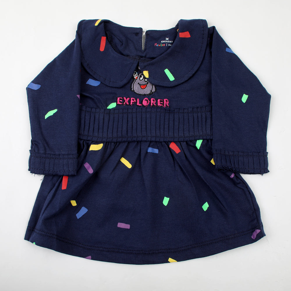 Eminent Newborn Full Sleeves Frock - Mid Blue, Newborn Girls Frocks, Eminent, Chase Value