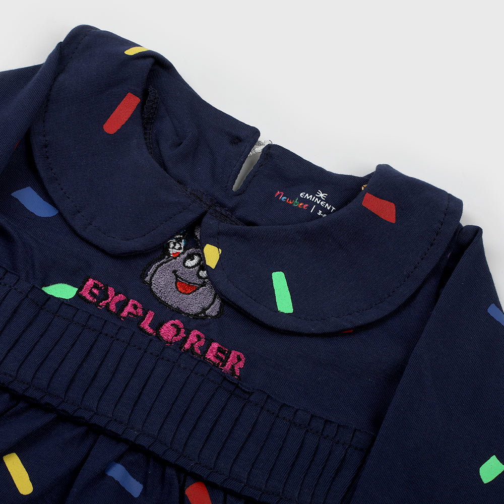 Eminent Newborn Full Sleeves Frock - Mid Blue, Newborn Girls Frocks, Eminent, Chase Value