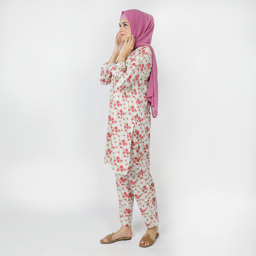 Women's Printed Khaddar Stitched 2pcs Suit - Fawn, Women Shalwar Suits, Chase Value, Chase Value