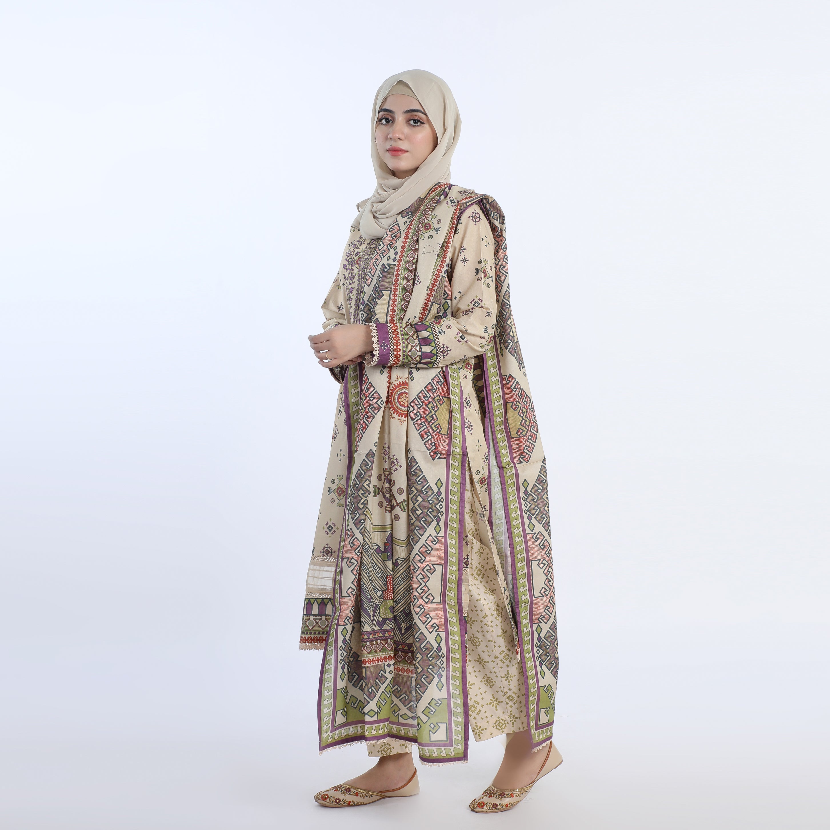 Eminent Women’s Stitched 3-Piece Embroidered Suit – Beige, Women Shalwar Suits, Eminent, Chase Value