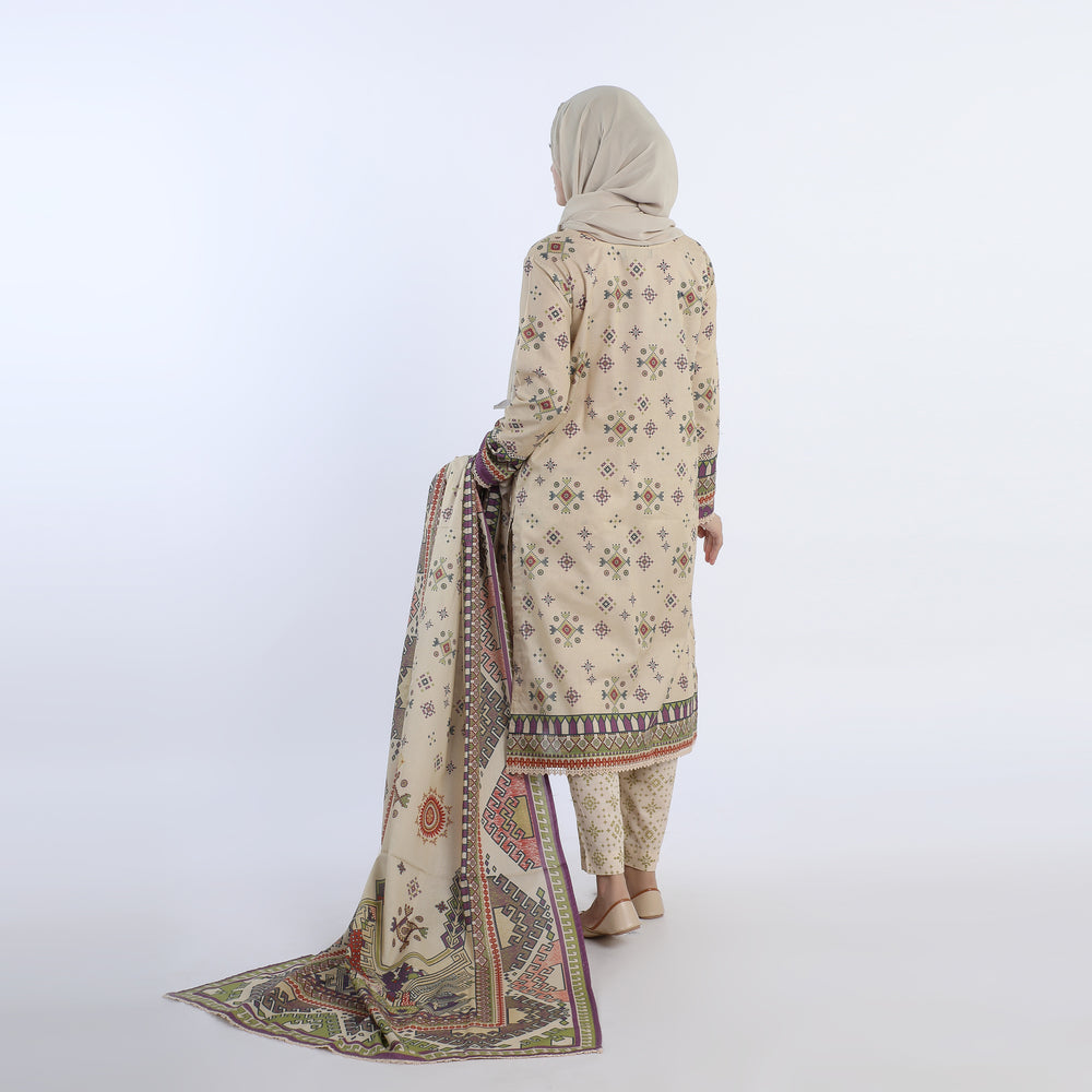 Eminent Women’s Stitched 3-Piece Embroidered Suit – Beige, Women Shalwar Suits, Eminent, Chase Value