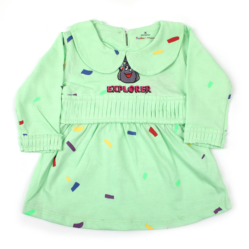 Eminent Newborn Full Sleeves Frock - Sea Green, Newborn Girls Frocks, Eminent, Chase Value
