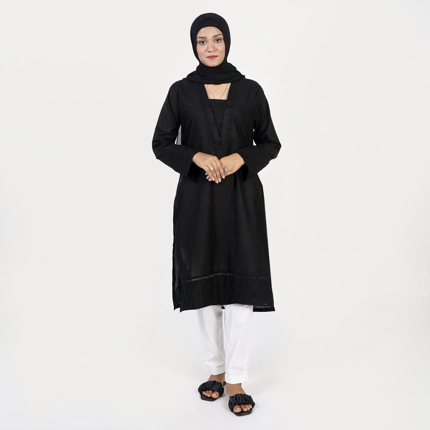 Women's Dyed Kurti - Black, Women Ready Kurtis, Chase Value, Chase Value