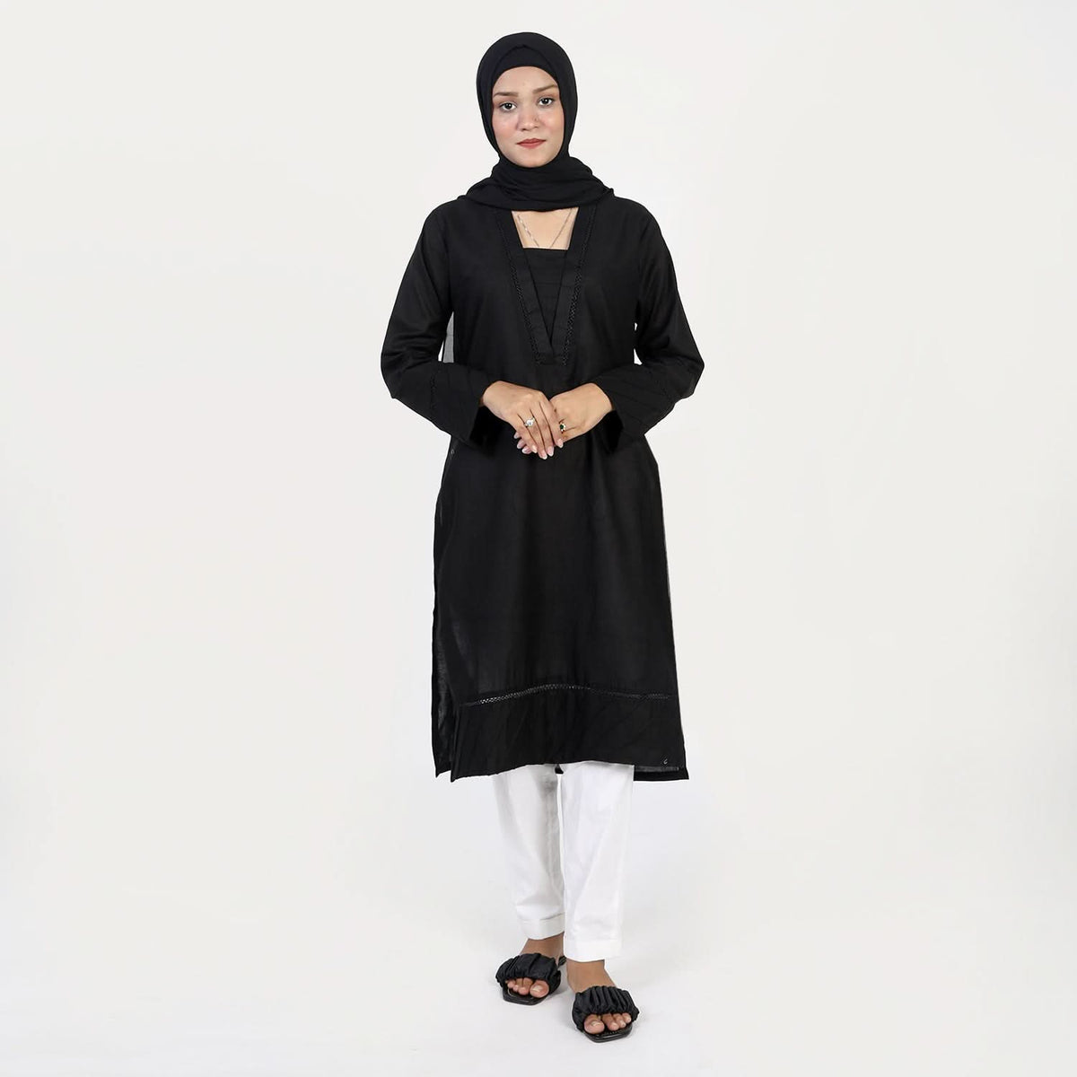 Women's Dyed Kurti - Black, Women Ready Kurtis, Chase Value, Chase Value