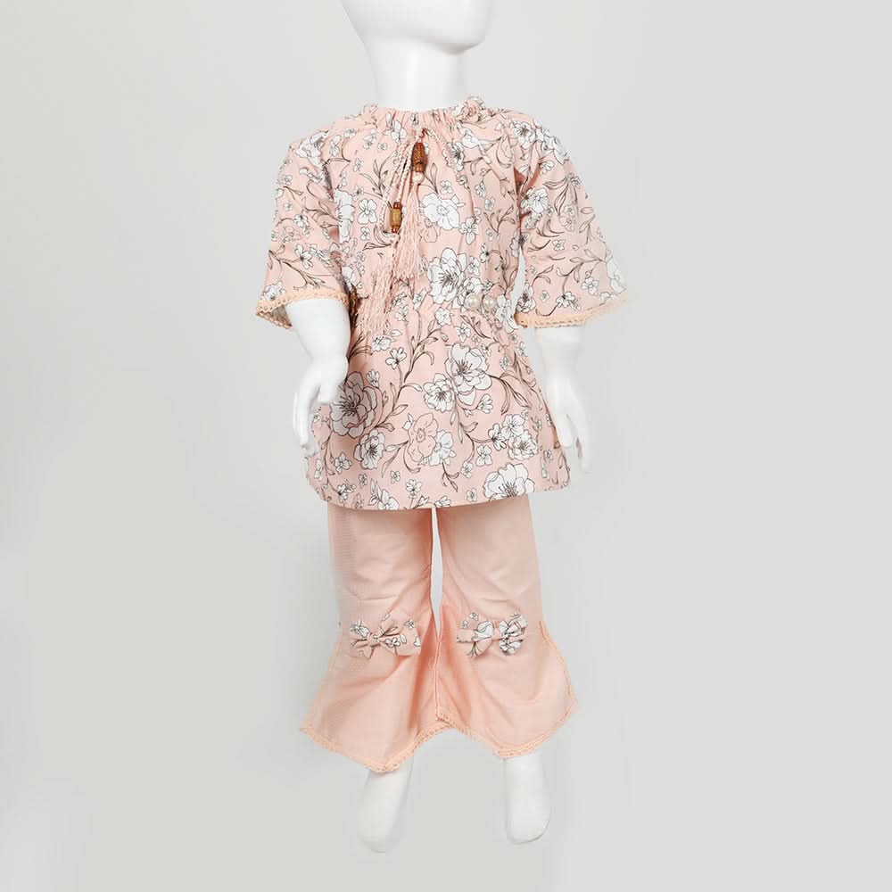 Girls Embroidered Shalwar Suit - Peach, Girls Shalwar Kameez, Chase Value, Chase Value