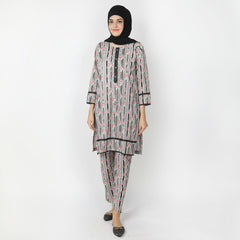 Women's Printed Khaddar Stitched 2pcs Suit - Light Grey