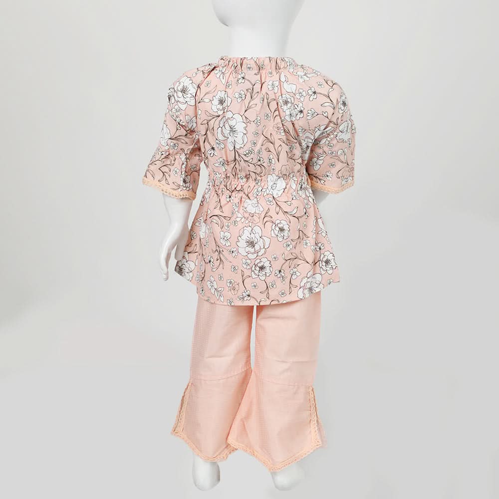 Girls Embroidered Shalwar Suit - Peach, Girls Shalwar Kameez, Chase Value, Chase Value