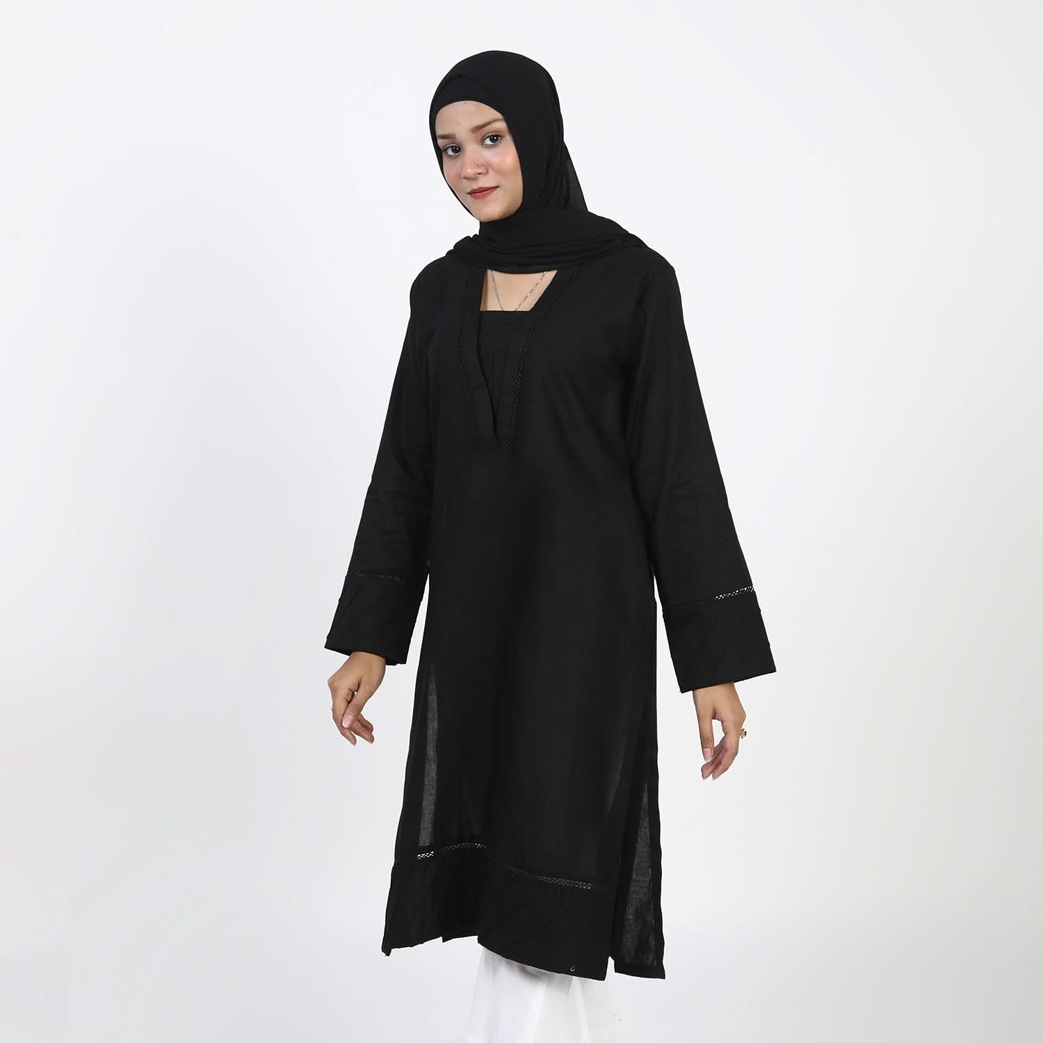 Women's Dyed Kurti - Black, Women Ready Kurtis, Chase Value, Chase Value