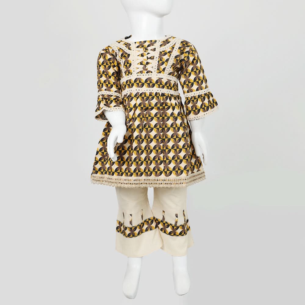 Girls Embroidered Shalwar Suit - Fawn, Girls Shalwar Kameez, Chase Value, Chase Value