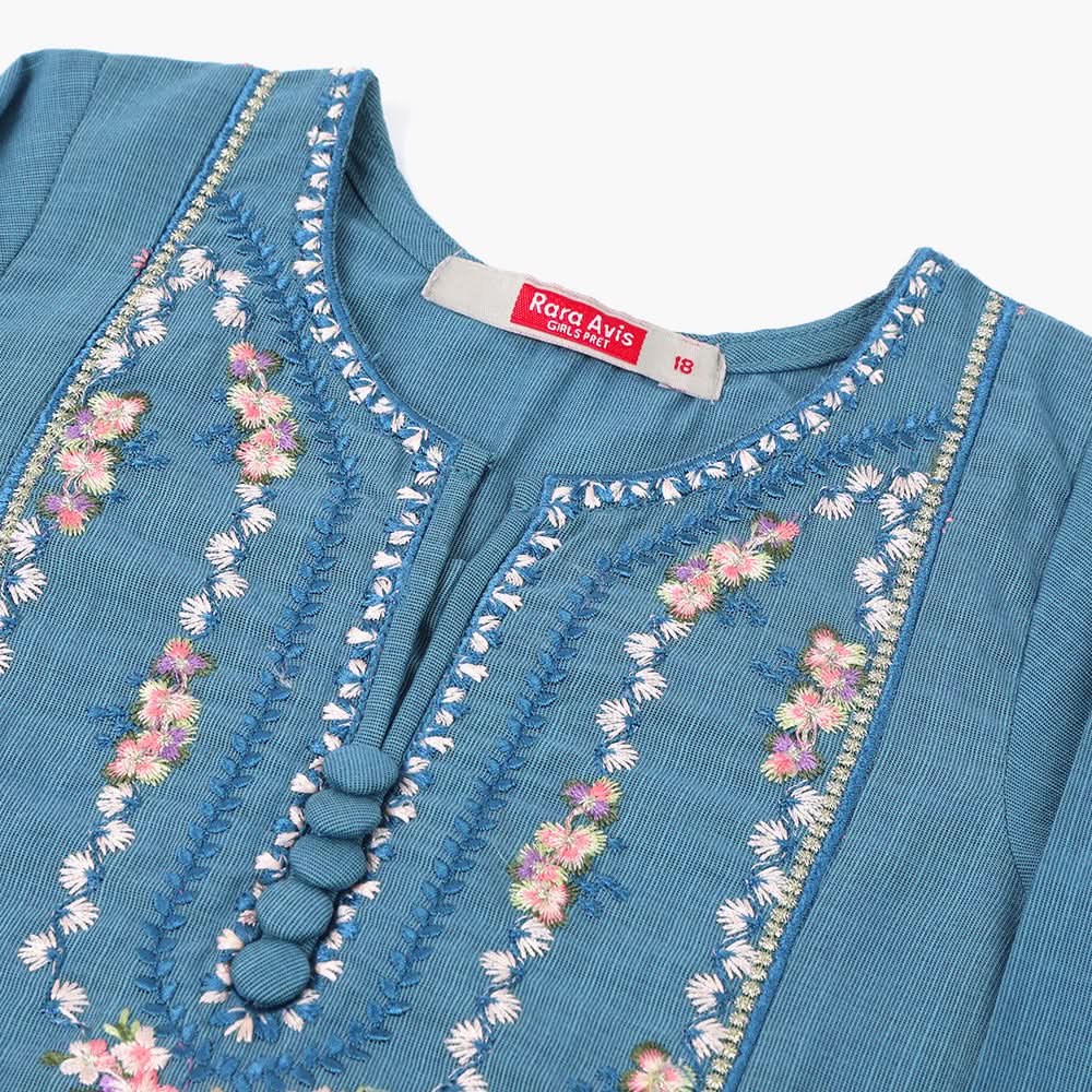 Girls Emroidered Shalwar Suit - Blue, Girls Shalwar Kameez, Chase Value, Chase Value