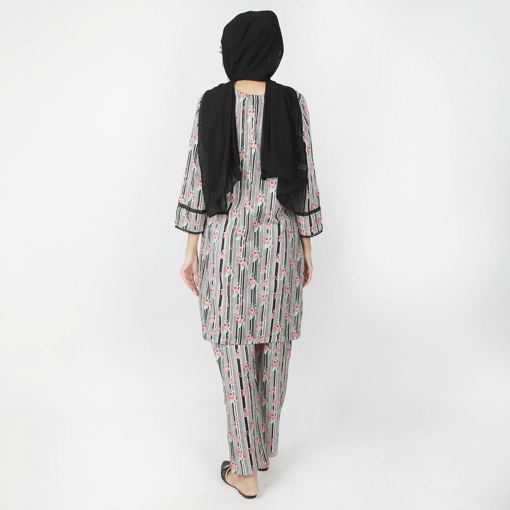 Women's Printed Khaddar Stitched 2pcs Suit - Light Grey, Women Shalwar Suits, Chase Value, Chase Value