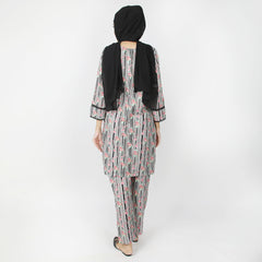 Women's Printed Khaddar Stitched 2pcs Suit - Light Grey