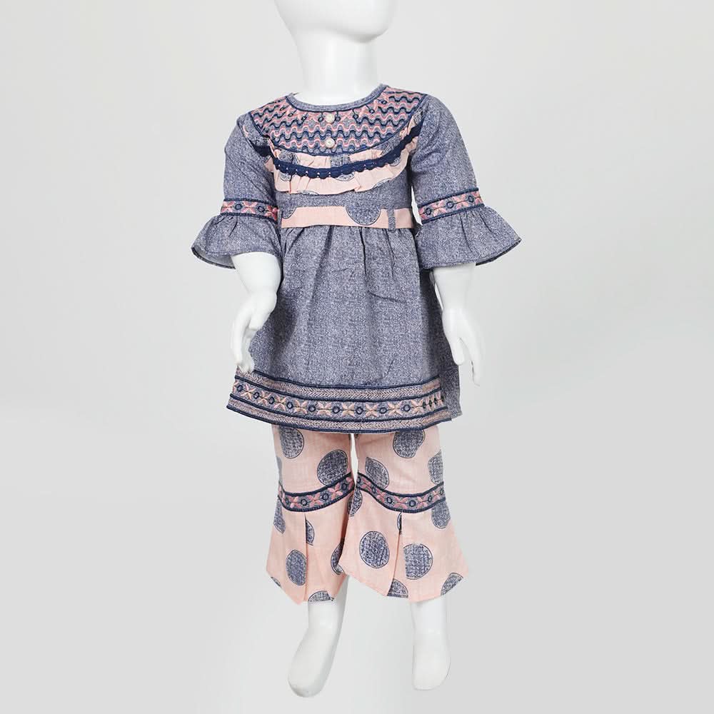 Girls Embroidered Shalwar Suit - Peach, Girls Shalwar Kameez, Chase Value, Chase Value