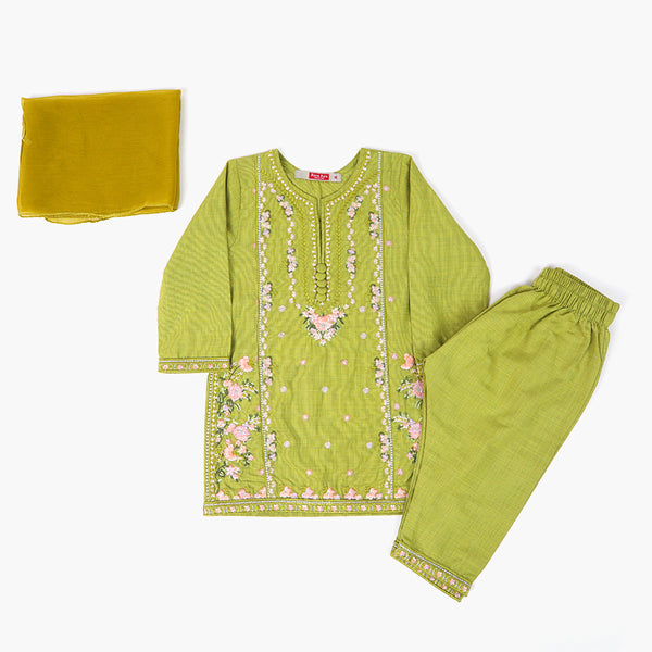 Girls Emroidered Shalwar Suit - Green