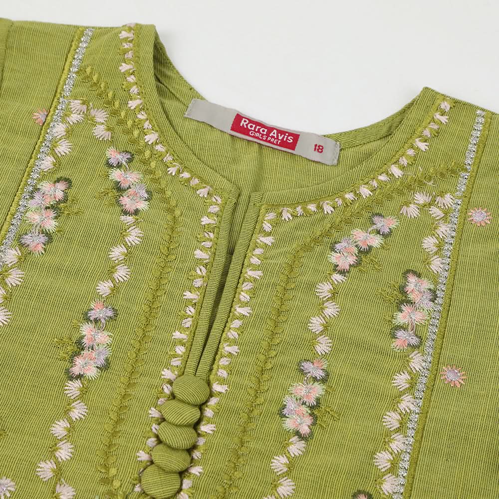 Girls Emroidered Shalwar Suit - Green, Girls Shalwar Kameez, Chase Value, Chase Value