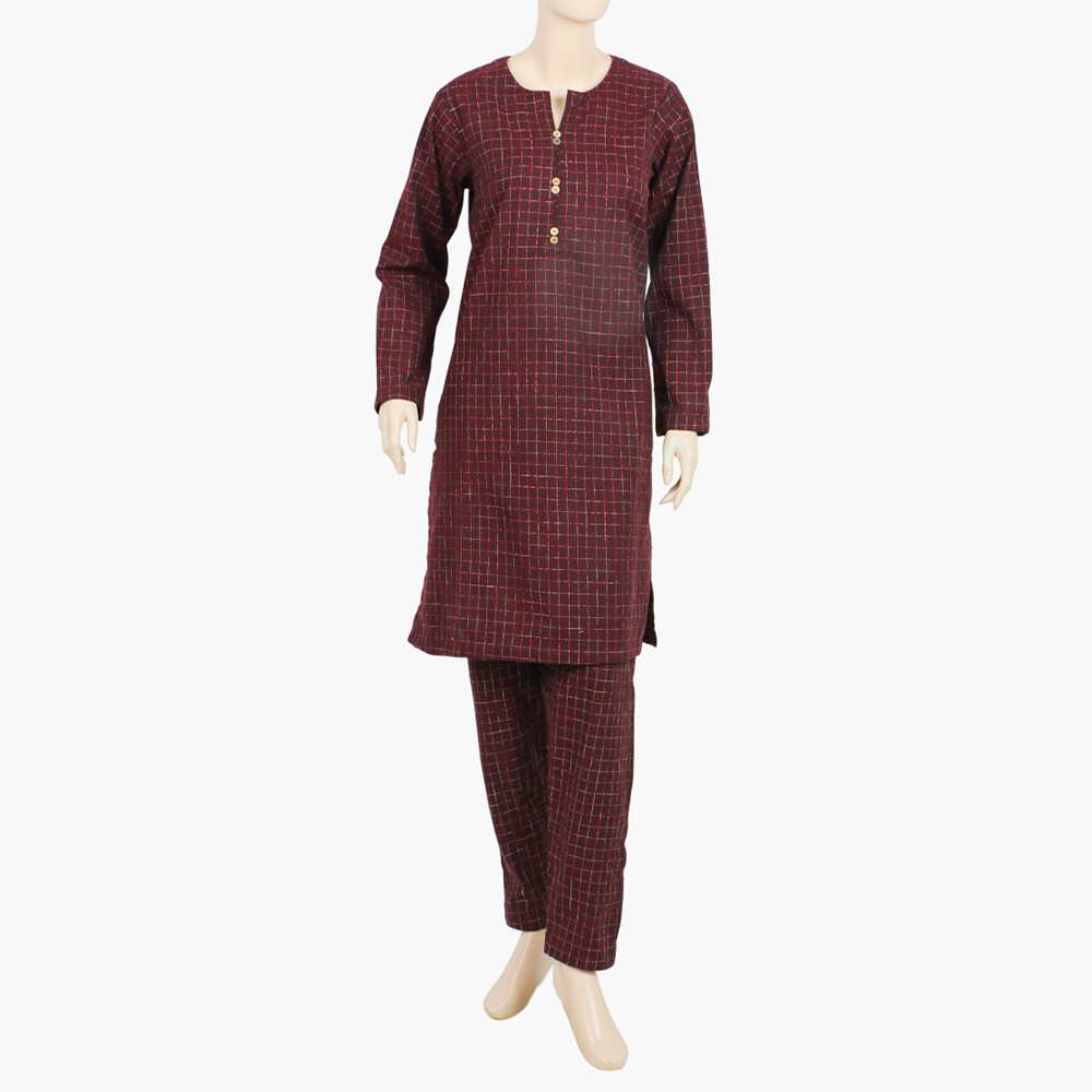 Women's Check Shalwar Suit - Maroon, Women Shalwar Suits, Chase Value, Chase Value