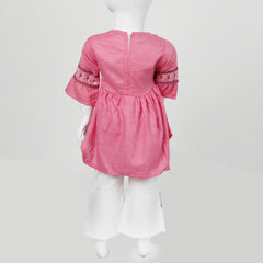 Girls Embroidered Shalwar Suit - Dark Pink