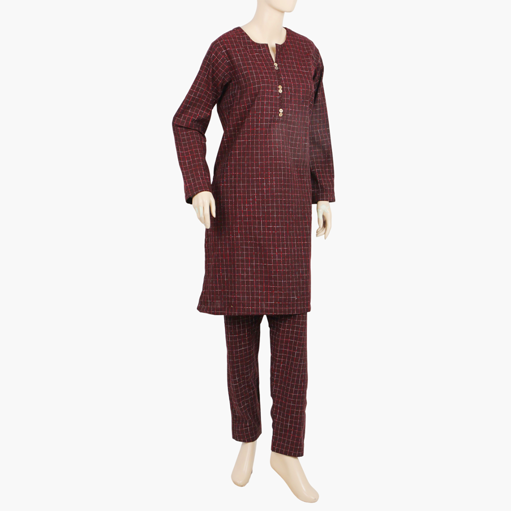 Women's Check Shalwar Suit - Maroon, Women Shalwar Suits, Chase Value, Chase Value