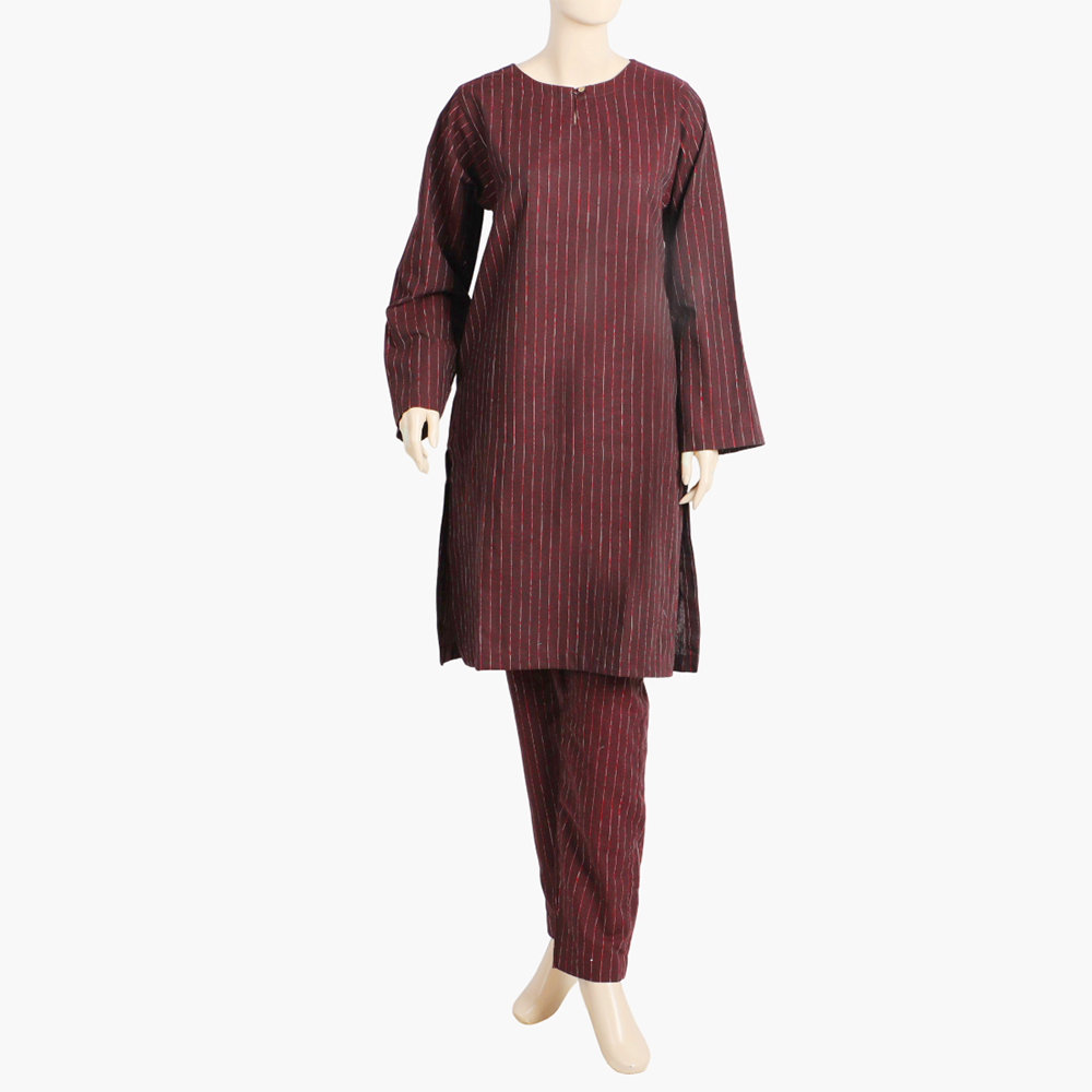 Women's Stripe Shalwar Suit - Maroon, Women Shalwar Suits, Chase Value, Chase Value