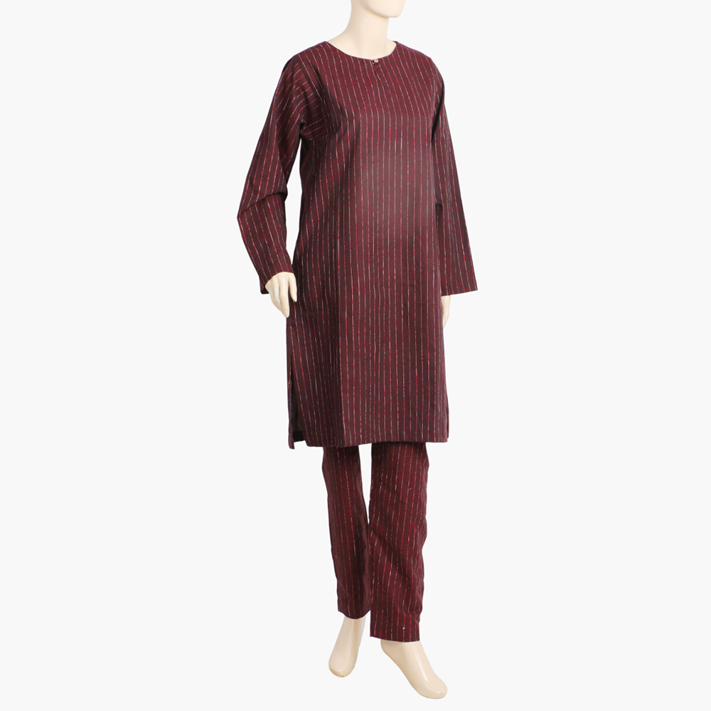 Women's Stripe Shalwar Suit - Maroon, Women Shalwar Suits, Chase Value, Chase Value