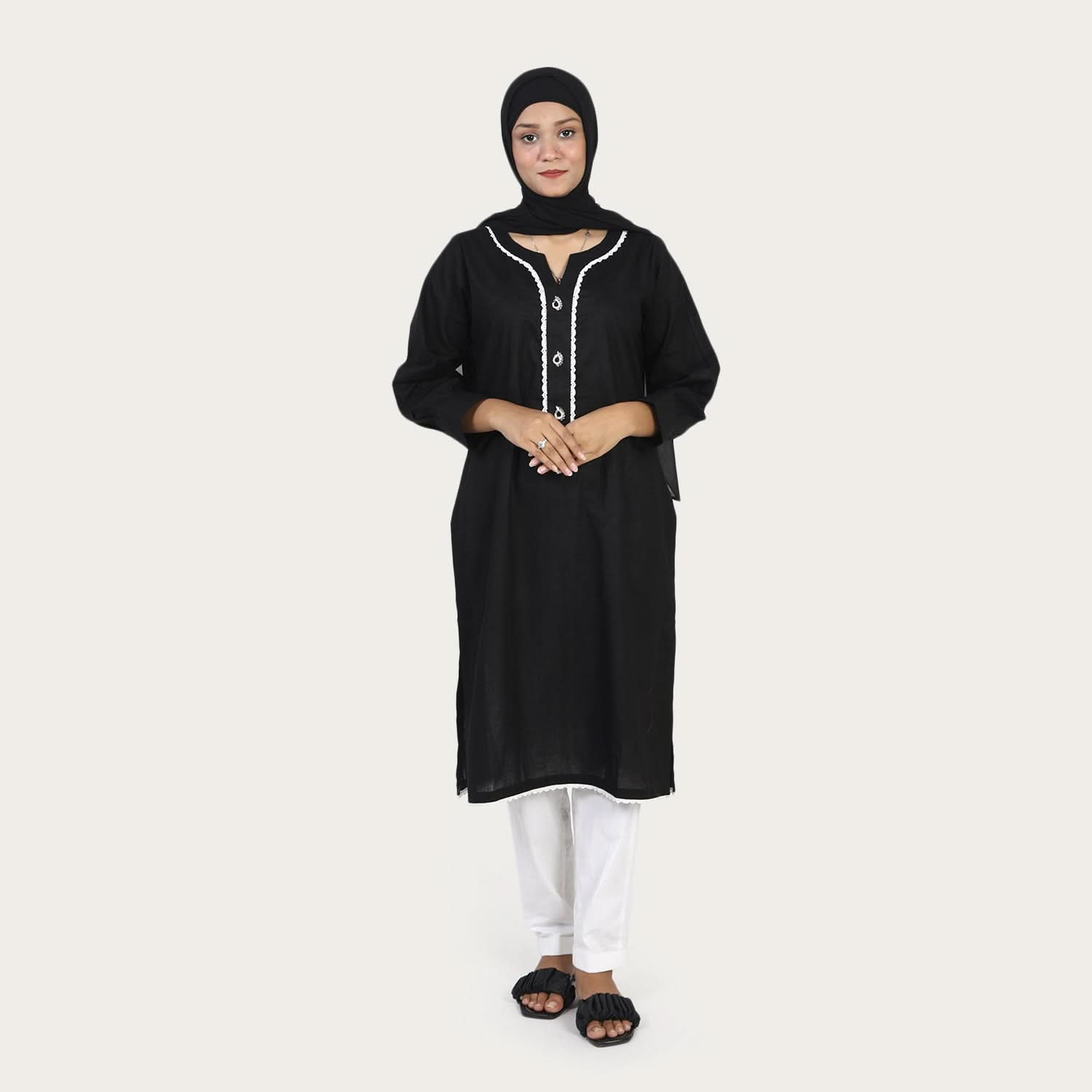Women's Dyed Kurti - Black, Women Ready Kurtis, Chase Value, Chase Value