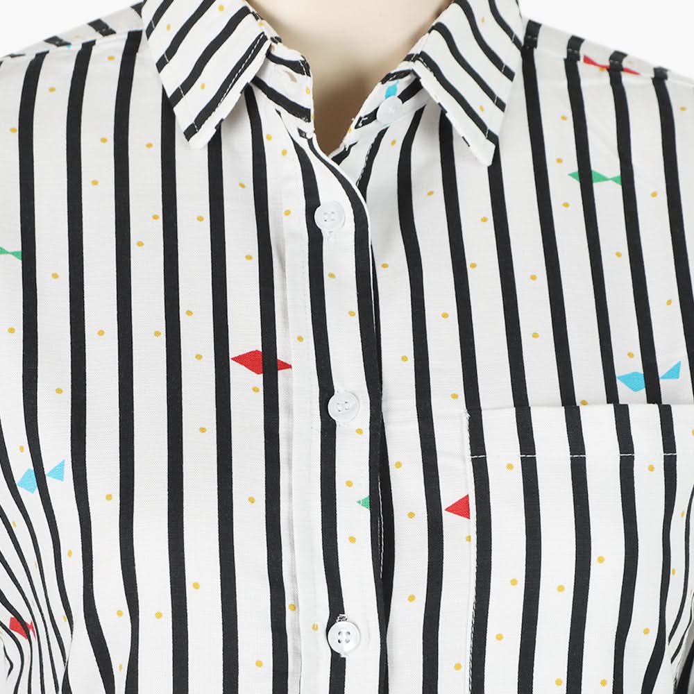 Teen Girls Casual Shirt - White & Black, Girls T-Shirts, Chase Value, Chase Value