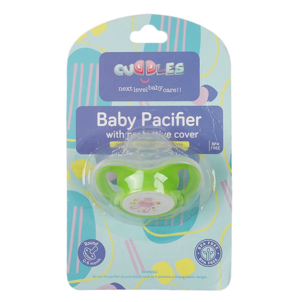 Cuddles Silicone Pacifier With Protective Cap - Green, Feeding Supplies, Cuddles, Chase Value