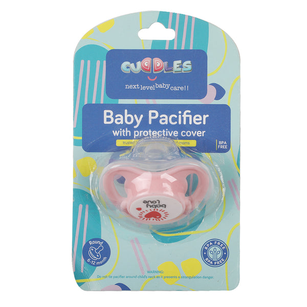 Cuddles Silicone Pacifier With Protective Cap - Pink