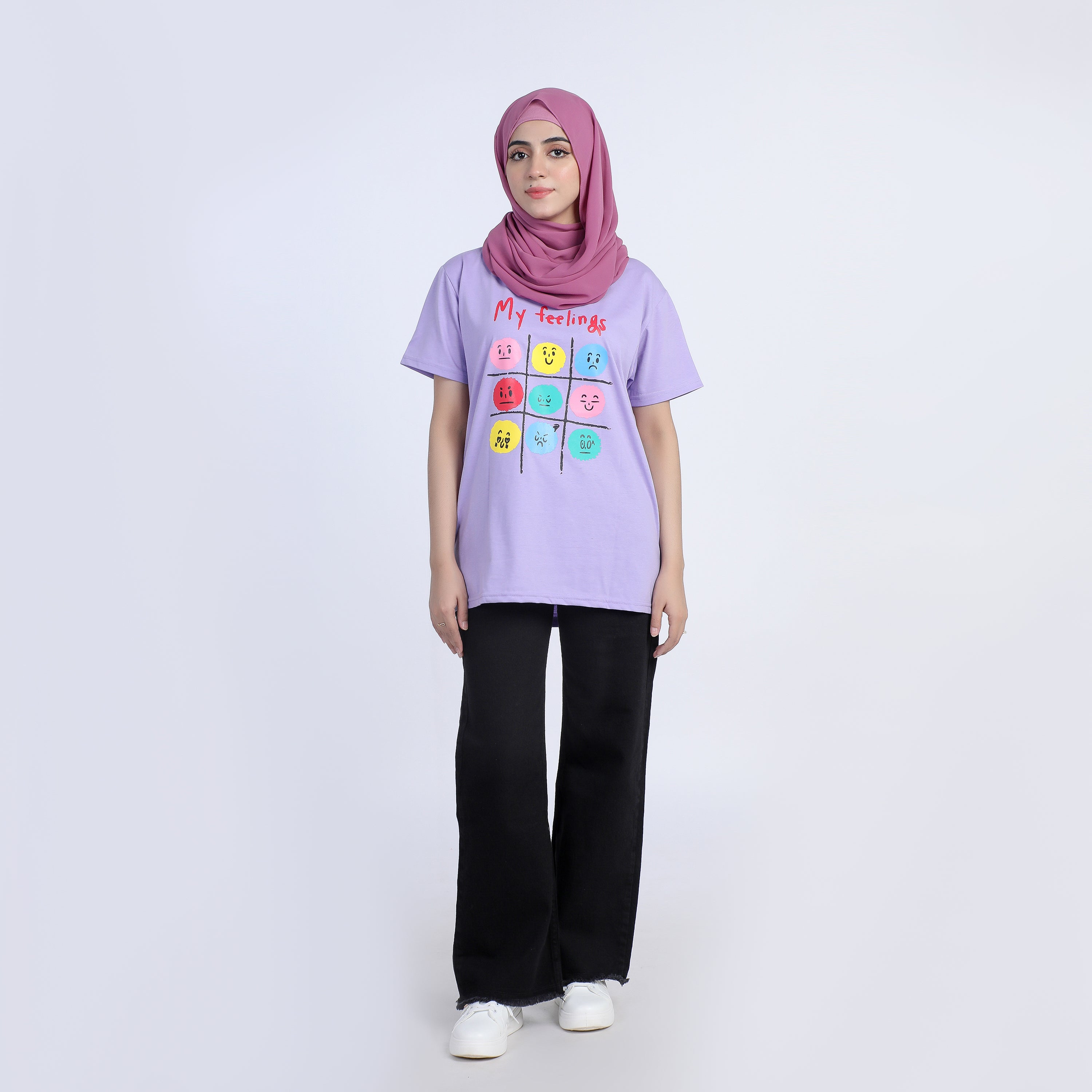 Women's Half Sleeves Printed T-shirt - Purple, Women T-Shirts & Tops, Chase Value, Chase Value
