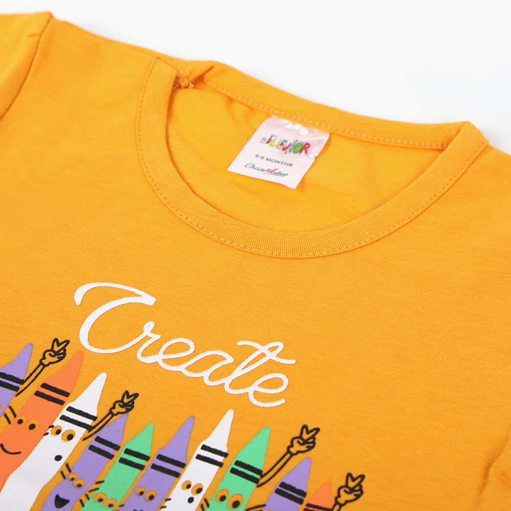 Newborn Girls T-Shirt - Yellow, Newborn Girls T-Shirts, Chase Value, Chase Value